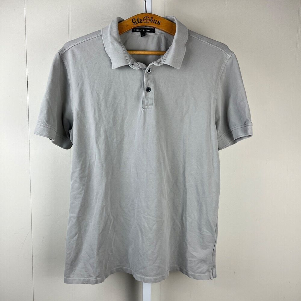 Robert Barakett Bathurst Short Sleeve Polo Shirt Mens Large Light Gray